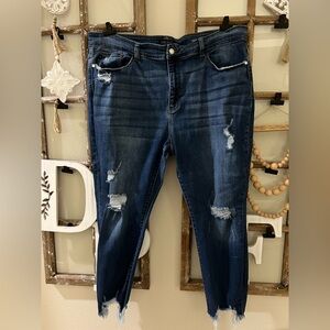 Judy Blue Dark Blue Distressed Skinny Jeans